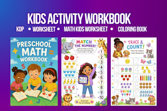 design printable kdp kids worksheet, kids activity book, canva kid workbook