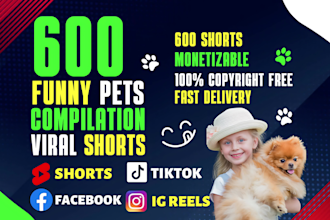 make 800 youtube viral shorts and funny pet videos