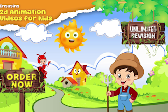 create colorful 2d kid learning videos and nursery rhymes