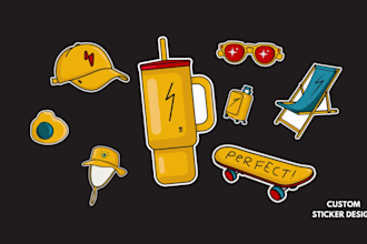 draw custom cartoon style for sticker illustration art