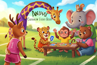 illustrate animal children story book illustration