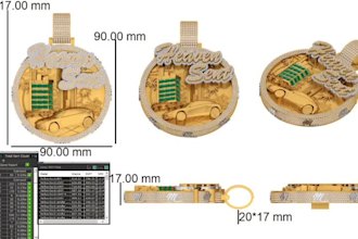 3d cad jewelry design of hip hop pendent for 3d printing