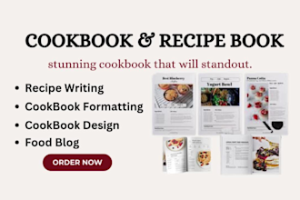 write cookbook recipe book, design cookbook, cookbook formatting, cover design