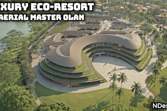 create a 3d aerial master plan for resorts and real estate