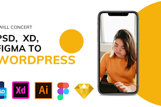 convert PSD to wordpress, figma to wordpress, xd to wordpress with eleme
