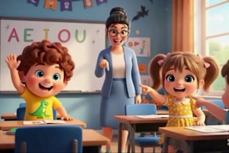 create 3d educational kids video