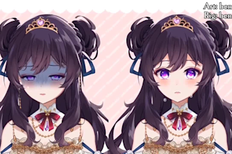 design and rig 2d vtuber model, vtuber rigging, live2d avatar, 2d vtuber, anime