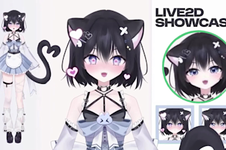 create a custom 2d vtuber model, live2d vtuber model, vtuber rigging, 2d vtuber