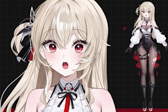 draw and rig anime 2d v tuber model, live 2d rigging, v tuber character design