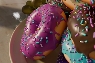do realistic 3d cgi food animation, 3d cgi food restaurant menu 3d donut 3d food