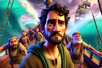 produces an ultra realistic ai bible storytelling 3d animated ai video story