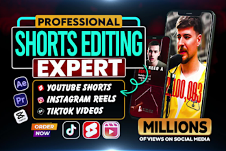 do trending youtube shorts, instagram reels, ads, tiktok video editing