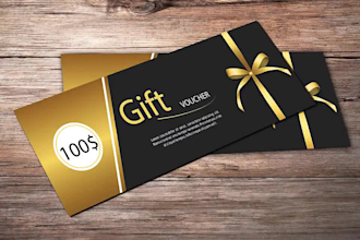 design gift card, coupon, loyalty card, VIP card in 6hrs