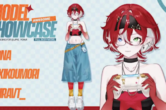 draw and rig, 2d v tuber model, live 2d character anime art, live2d rigging
