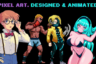 create nsfw 2d pixel art animation character design sprite sheet rpg maker fnf