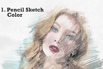 draw a pencil and digital sketch from your photo