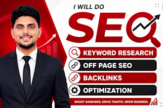 do SEO keyword research, off page, backlinks and optimization