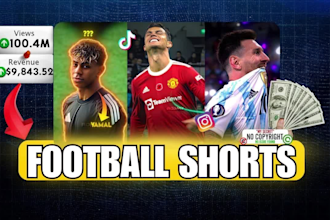create trending football shorts for youtube, tiktok and instagram shorts videos