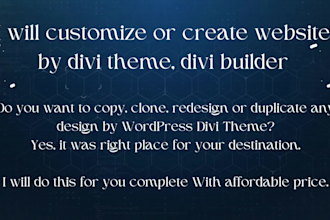 customize or create website by divi theme, divi builder
