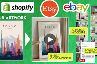 create wall art frame video mockup, image mockups, SEO guide for etsy, shopify