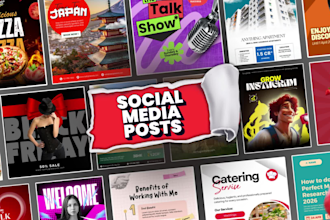 design instagram, facebok, pinterest posts and ad creatives