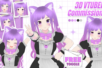 create 3d character models vtuber, anime, 3d rigging, vroid or vrchat for stream