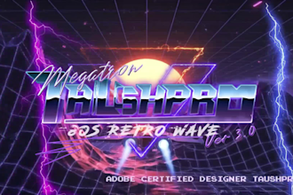 make vhs 80s retro synthwave animation with futuristic outrun effects