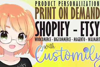 setup shopify etsy print on demand products in customily