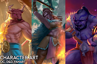 draw fantasy illustration and dnd character art for you