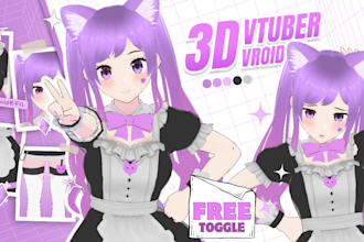 create 3d character models for vtuber, vroid, vrchat, anime, 3d rigging, stream