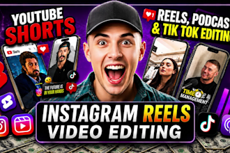 do video editing for instagram reels, youtube shorts, tiktok, vlogs and podcasts