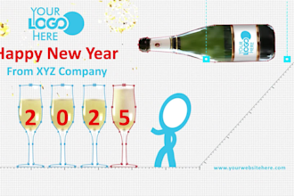 animate happy new year 2025 video, with your logo on it