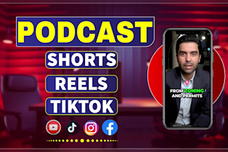 edit your podcast into youtube short videos, tiktok and instagram reels