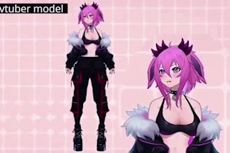 draw and rig unique 2d vtuber model, live2d vtuber model, anime, stream avatar