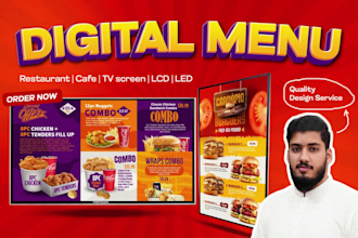 design digital menu, TV screen digital menu or menu board for your restaurant