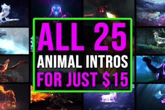 create 25 animal gaming logo intro video animations