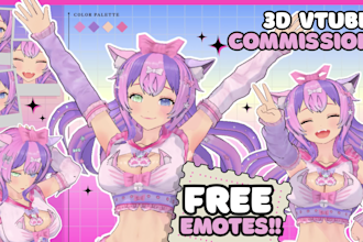 create 3d character model for 3d vtuber, vrchat, rigging, anime and 3d vroid