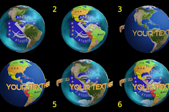 create nice spin globe animation with logo and text