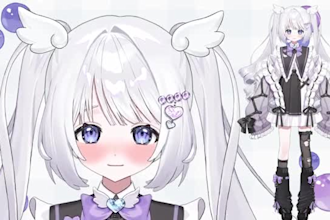 draw rig live2d vtuber model, streaming avatar, chibi and anime style 2d vtuber