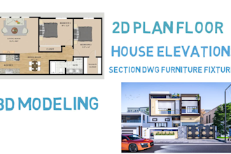 draw 2d,3d house plans and working dwg in autocad