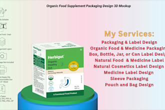 design product packaging, supplement label, organic, natural food and medicine