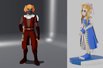 model and rig stylized 3d lowpoly character for video game assets animation npc