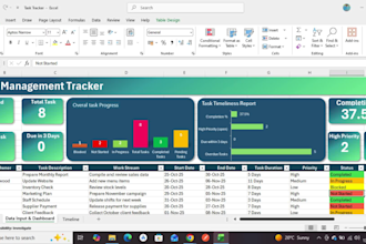 build professional excel project management tracker, and dashboard