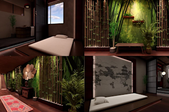 3d rendering interior house, restaurant, showroom, salon