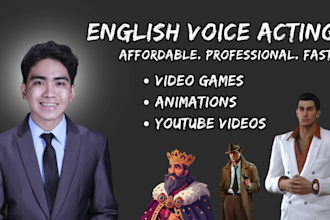 record affordable pro english male voice acting for video games and animation
