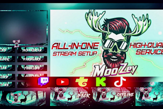 design animated stream overlays for twitch, kick,