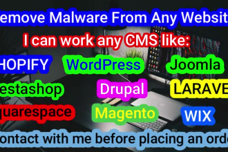 remove malware wordpress, joomla, shopify, any PHP website