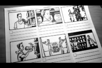 draw a one page storyboard for your movie or music video