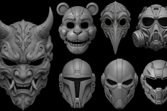 custom printable 3d mask, mask, 3d helmets, 3d cosplay models for 3d printing