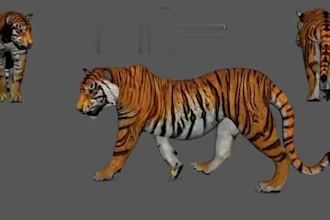 do realistic cgi 3d animal animation, cgi animal model, rig ,fur, texture, hair